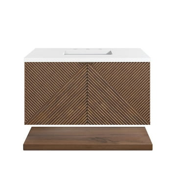 James Martin Vanities 36" Single Vanity, Chestnut w/ 3 CM White Zeus Top