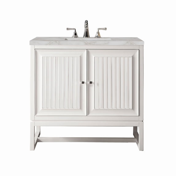 James Martin Vanities E645-V36-3Vsl Athens 36" Single Basin Poplar Wood Vanity Set - White