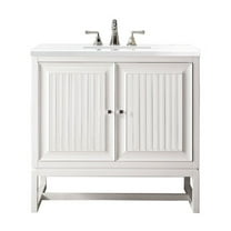 James Martin Vanities 36" Single Vanity, Glossy White w/ 3 CM White Zeus Quartz Top