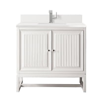James Martin Vanities 36" Single Vanity, Glossy White w/ Single Hole 3 CM White Zeus Quartz Top