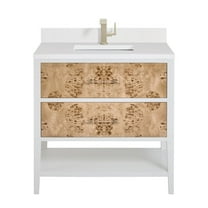 James Martin Vanities 36" Single Vanity, Light Mappa Burl and Polished White