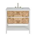 thumbnail image 1 of James Martin Vanities 36" Single Vanity, Light Mappa Burl and Polished White, 1 of 5