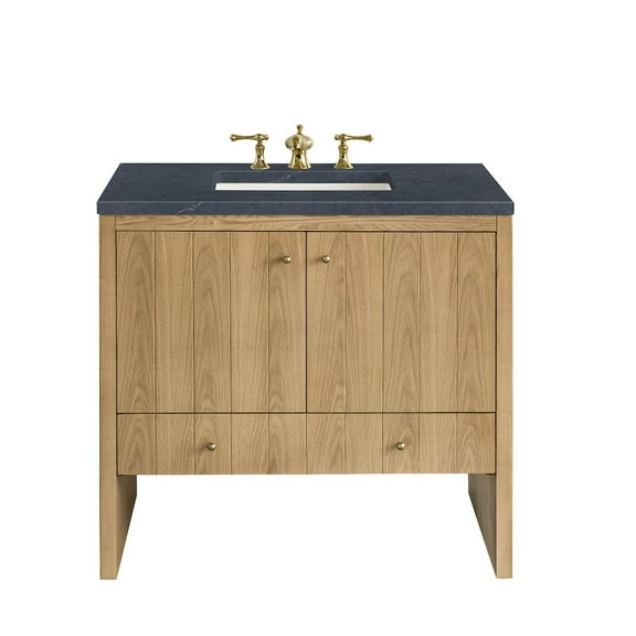 James Martin Vanities 36" Single Vanity, Light Natural Oak w/ 3 CM Charcoal Soapstone Top