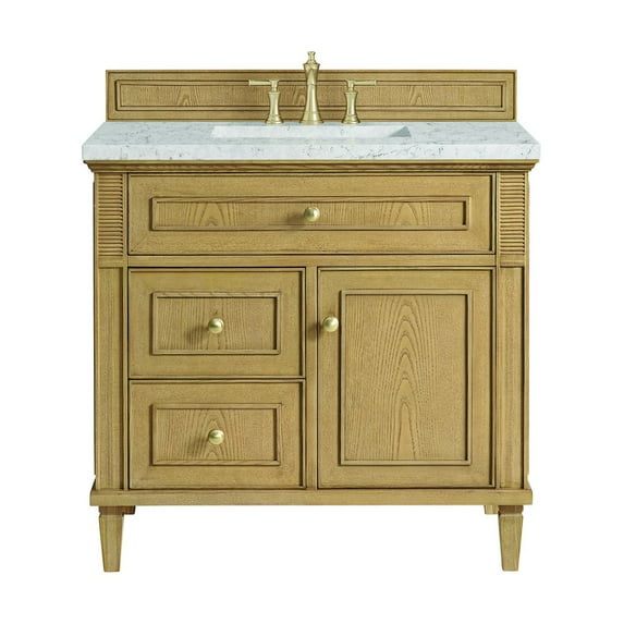 James Martin Vanities 36" Single Vanity, Light Natural Oak w/ 3 CM Eternal Jasmine Pearl Quartz Top
