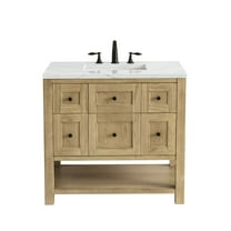 James Martin Vanities 36" Single Vanity, Light Natural Oak w/ 3 CM Ethereal Noctis Top