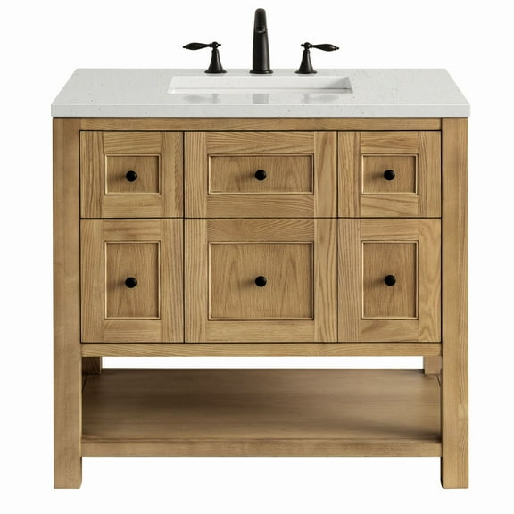 James Martin Vanities 36" Single Vanity, Light Natural Oak w/ 3 CM Lime Delight Top