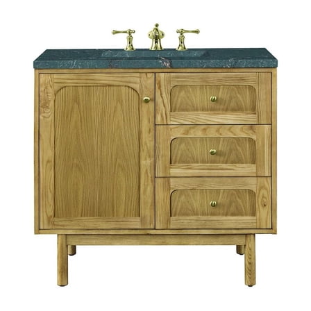 James Martin Vanities 36" Single Vanity, Light Natural Oak w/ 3 CM Parisien Bleu Top