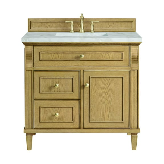 James Martin Vanities 36" Single Vanity, Light Natural Oak w/ 3 CM Victorian Silver Quartz Top