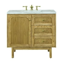 James Martin Vanities 36" Single Vanity, Light Natural Oak w/ 3 CM Victorian Silver Top