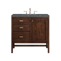 James Martin Vanities 36" Single Vanity, Mid-Century Acacia w/ 3 CM Parisien Bleu Quartz Top