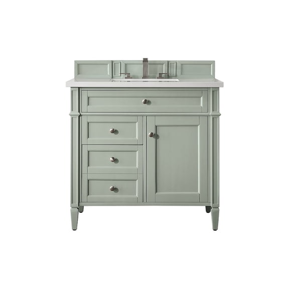 James Martin Vanities 36" Single Vanity, Sage Green w/ 3 CM White Zeus Quartz Top