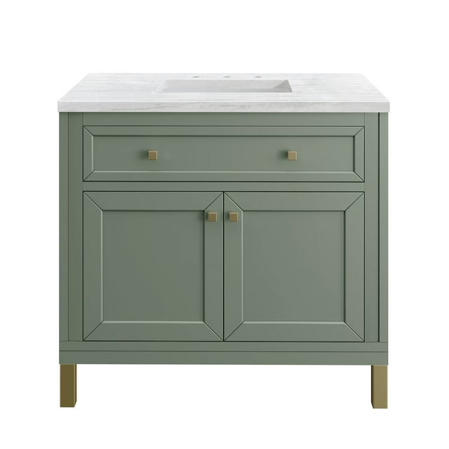 James Martin Vanities 36" Single Vanity, Smokey Celadon w/ 3 CM Arctic Fall Top