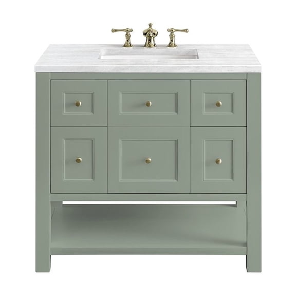 James Martin Vanities 36" Single Vanity, Smokey Celadon w/ 3 CM Arctic Fall Top