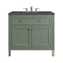 James Martin Vanities 36" Single Vanity, Smokey Celadon w/ 3 CM Charcoal Soapstone Top