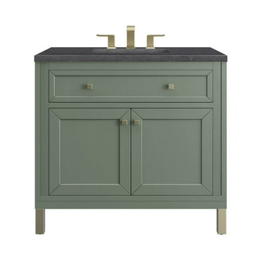 James Martin Vanities 36" Single Vanity, Smokey Celadon w/ 3 CM Charcoal Soapstone Top