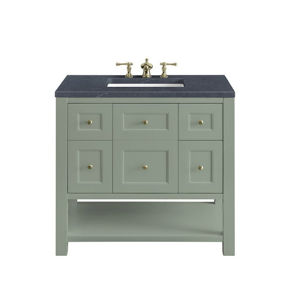 James Martin Vanities 36" Single Vanity, Smokey Celadon w/ 3 CM Charcoal Soapstone Top