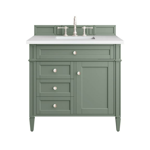 James Martin Vanities 36" Single Vanity, Smokey Celadon w/ 3 CM White Zeus Top