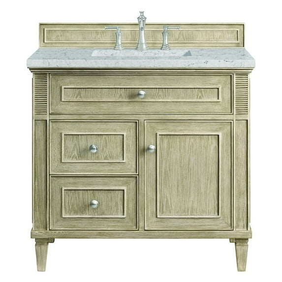 James Martin Vanities 36" Single Vanity, Whitewashed Oak w/ 3 CM Eternal Jasmine Pearl Quartz Top