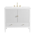 thumbnail image 1 of James Martin Vanities 485-V36-BW-3WZ Myrrin 36" Single Basin Wood Vanity Set - White, 1 of 7