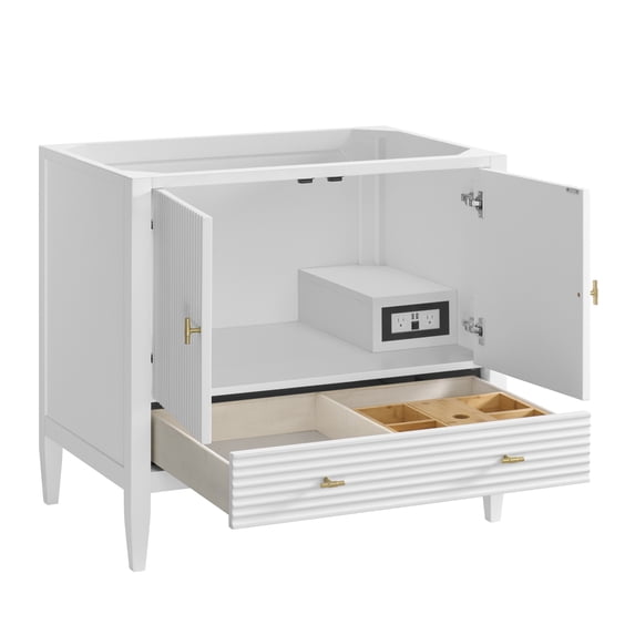 James Martin Vanities 485-V36-BW Myrrin 36" Single Basin Wood Vanity Cabinet Only - White