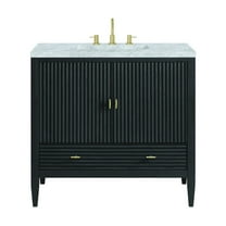 James Martin Vanities 36" Vanity, Carbon Oak w/ 3 CM Carrara White Marble Top