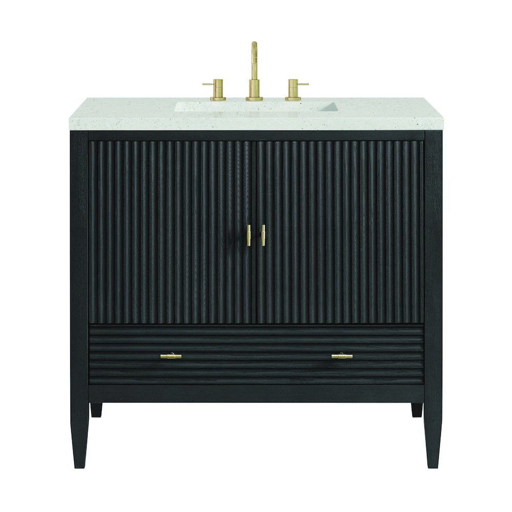 Myrrin 36" Black Plywood Single Bathroom Vanity with Porcelain Sink