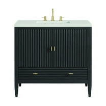 James Martin Vanities 36" Vanity, Carbon Oak w/ 3 CM Lime Delight Quartz Top