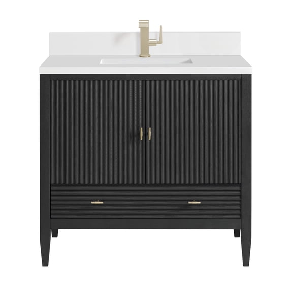 James Martin Vanities 485-V36-CBO-1WZ Myrrin 36" Single Basin Wood Vanity Set - Carbon Oak