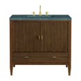 thumbnail image 1 of James Martin Vanities 36" Vanity, Mid Century Walnut w/ 3 CM Parisien Bleu Quartz Top, 1 of 12