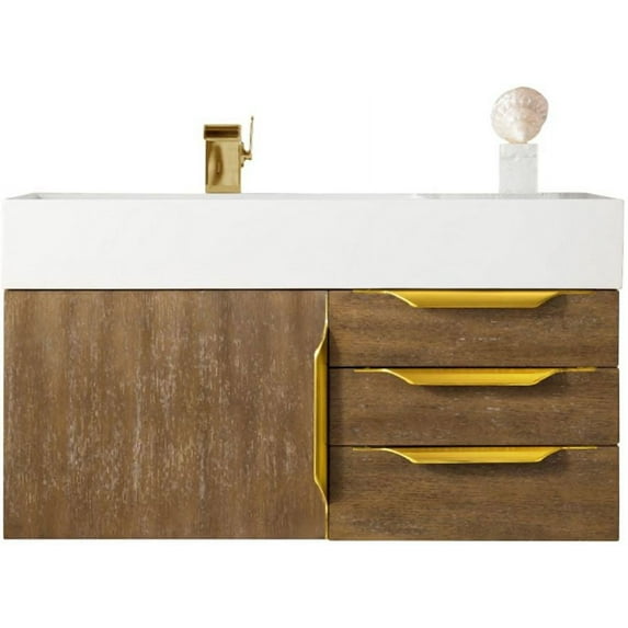 James Martin Vanities 389-V72d-Mb-Gw Mercer Island 72" Wall Mounted Single Basin Birch