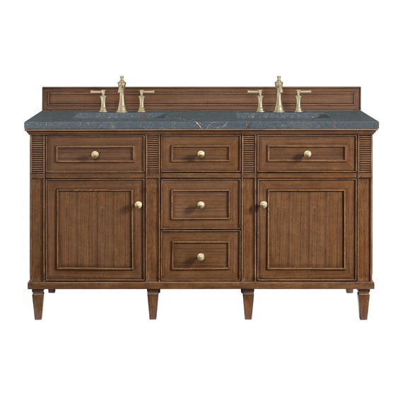 James Martin Vanities 424-V60D-WLT-3PBL Lorelai 60" Double Basin Wood Vanity Set -