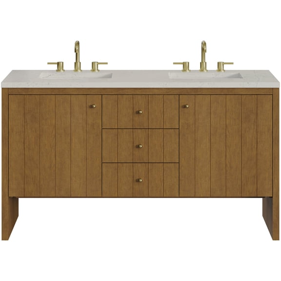 James Martin Vanities 435-V60D-HNO-FSFR Hudson 60" Free Standing Double Basin Ash Wood