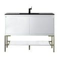 thumbnail image 1 of James Martin Vanities 47.3" Single Vanity, Glossy White, Champagne Brass Base w/ Charcoal Black Top, 1 of 9