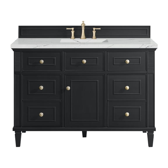 James Martin Vanities 48" Single Vanity, Black Onyx w/ 3 CM Lime Delight Quartz Top