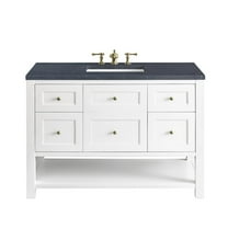 James Martin Vanities 48" Single Vanity, Bright White w/ 3 CM Charcoal Soapstone Top