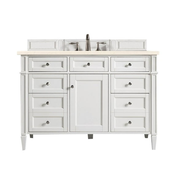 James Martin Vanities 48" Single Vanity, Bright White w/ 3 CM Eternal Marfil Quartz Top