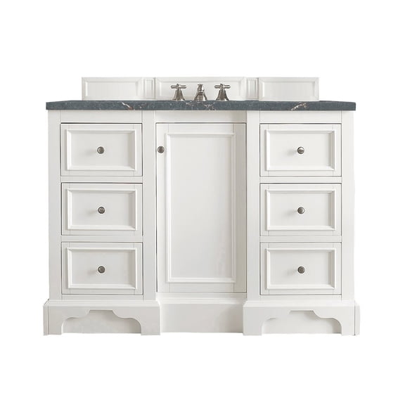 James Martin Vanities 48" Single Vanity, Bright White w/ 3 CM Parisien Bleu Quartz Top