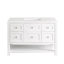 James Martin Vanities 48" Single Vanity, Bright White w/ 3 CM White Zeus Top