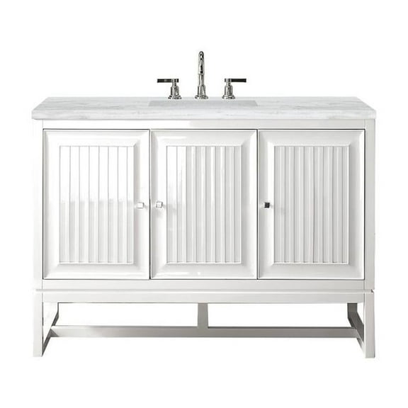 James Martin Vanities 48" Single Vanity Cabinet, Glossy White, w/ Solid Surface Countertop