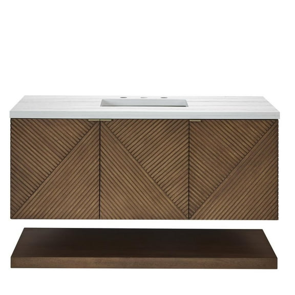 James Martin Vanities 48" Single Vanity, Chestnut w/ 3 CM Arctic Fall Solid Surface Top