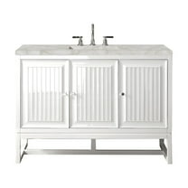 James Martin Vanities 48" Single Vanity, Glossy White w/ 3 CM Victorian Silver Quartz Top