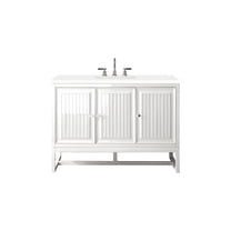 James Martin Vanities 48" Single Vanity, Glossy White w/ 3 CM White Zeus Quartz Top