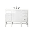thumbnail image 1 of James Martin Vanities 48" Single Vanity, Glossy White w/ 3 CM White Zeus Quartz Top, 1 of 7