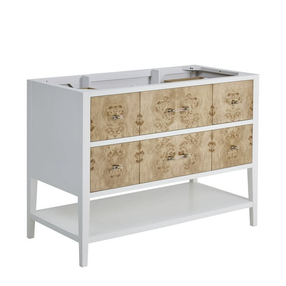 James Martin Vanities 48" Single Vanity, Light Mappa Burl and Polished White