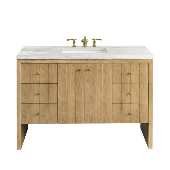 James Martin Vanities 48" Single Vanity, Light Natural Oak w/ 3 CM Arctic Fall Top