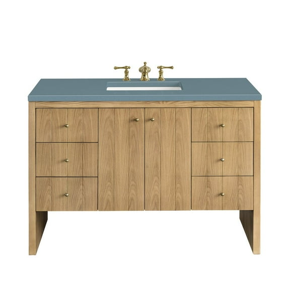 James Martin Vanities 48" Single Vanity, Light Natural Oak w/ 3 CM Cala Blue Top