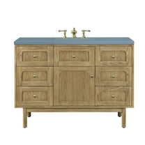 James Martin Vanities 48" Single Vanity, Light Natural Oak w/ 3 CM Cala Blue Top