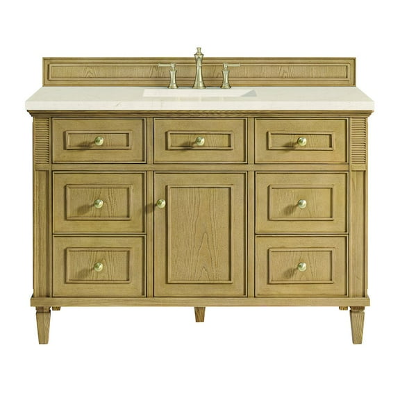 James Martin Vanities 48" Single Vanity, Light Natural Oak w/ 3 CM Eternal Marfil Quartz Top