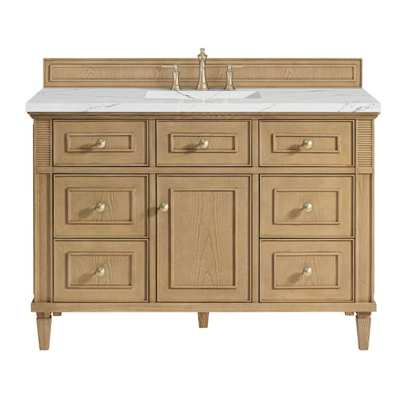 James Martin Vanities 48" Single Vanity, Light Natural Oak w/ 3 CM Lime Delight Quartz Top
