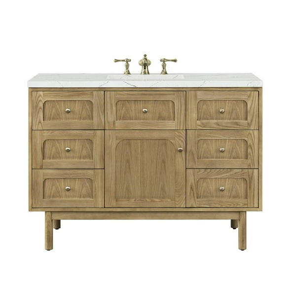 James Martin Vanities 48" Single Vanity, Light Natural Oak w/ 3 CM Ethereal Noctis Top